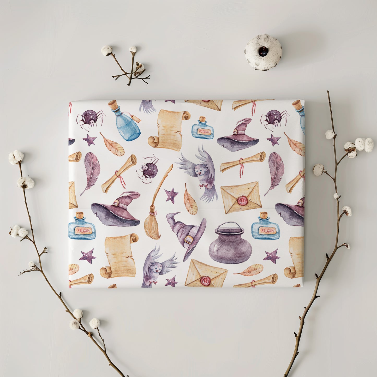 Whimsical Wizards and Witches Gift Wrapping Paper Sheets