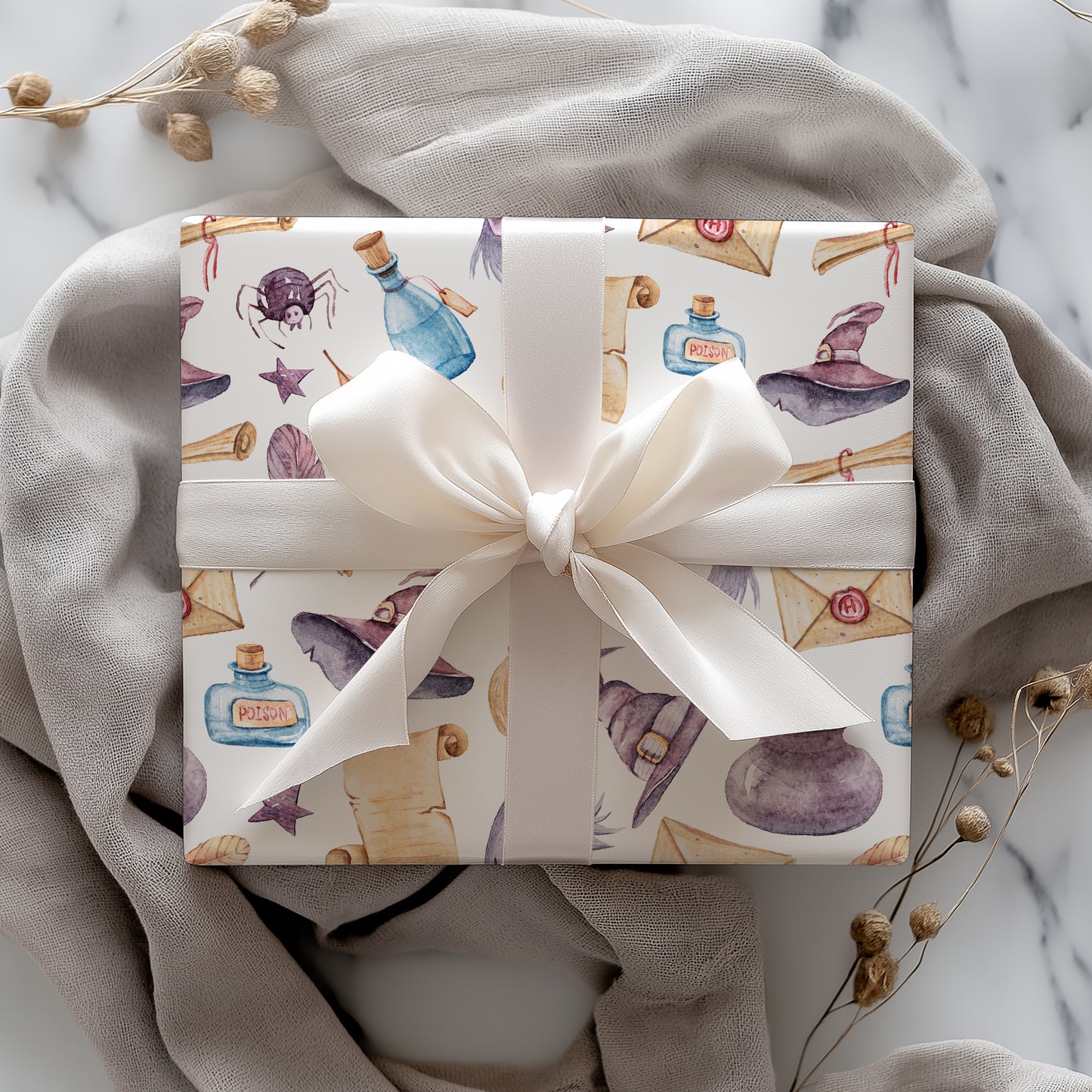 Whimsical Wizards and Witches Gift Wrapping Paper Sheets