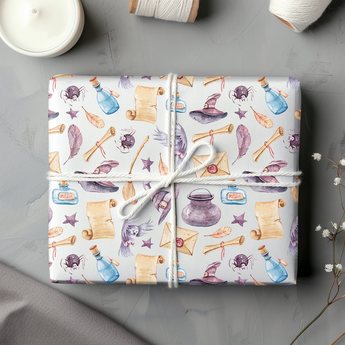 Whimsical Wizards and Witches Gift Wrapping Paper Sheets