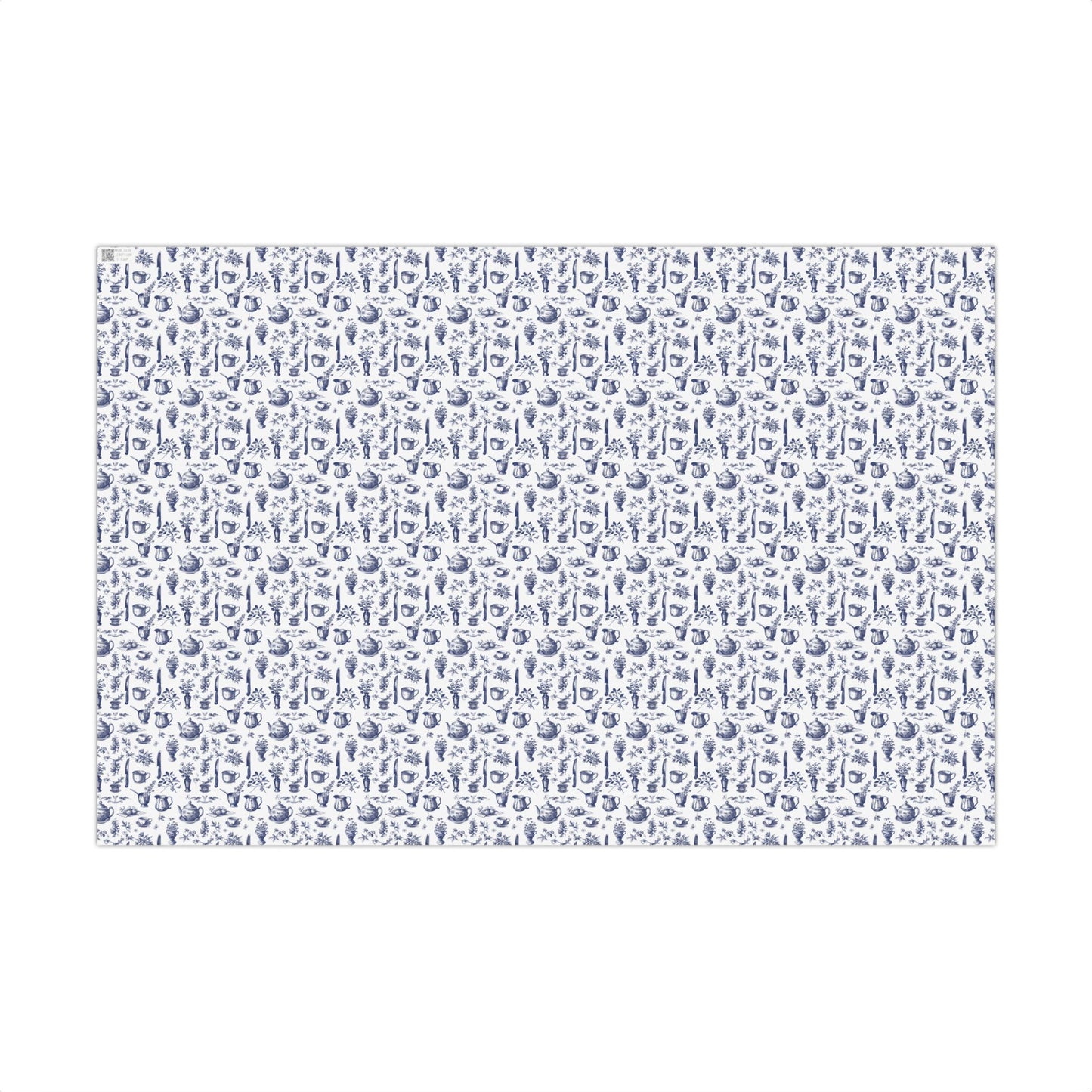 Tea Party Blue Vintage Toile de Jouy Gift Wrapping Paper Sheets