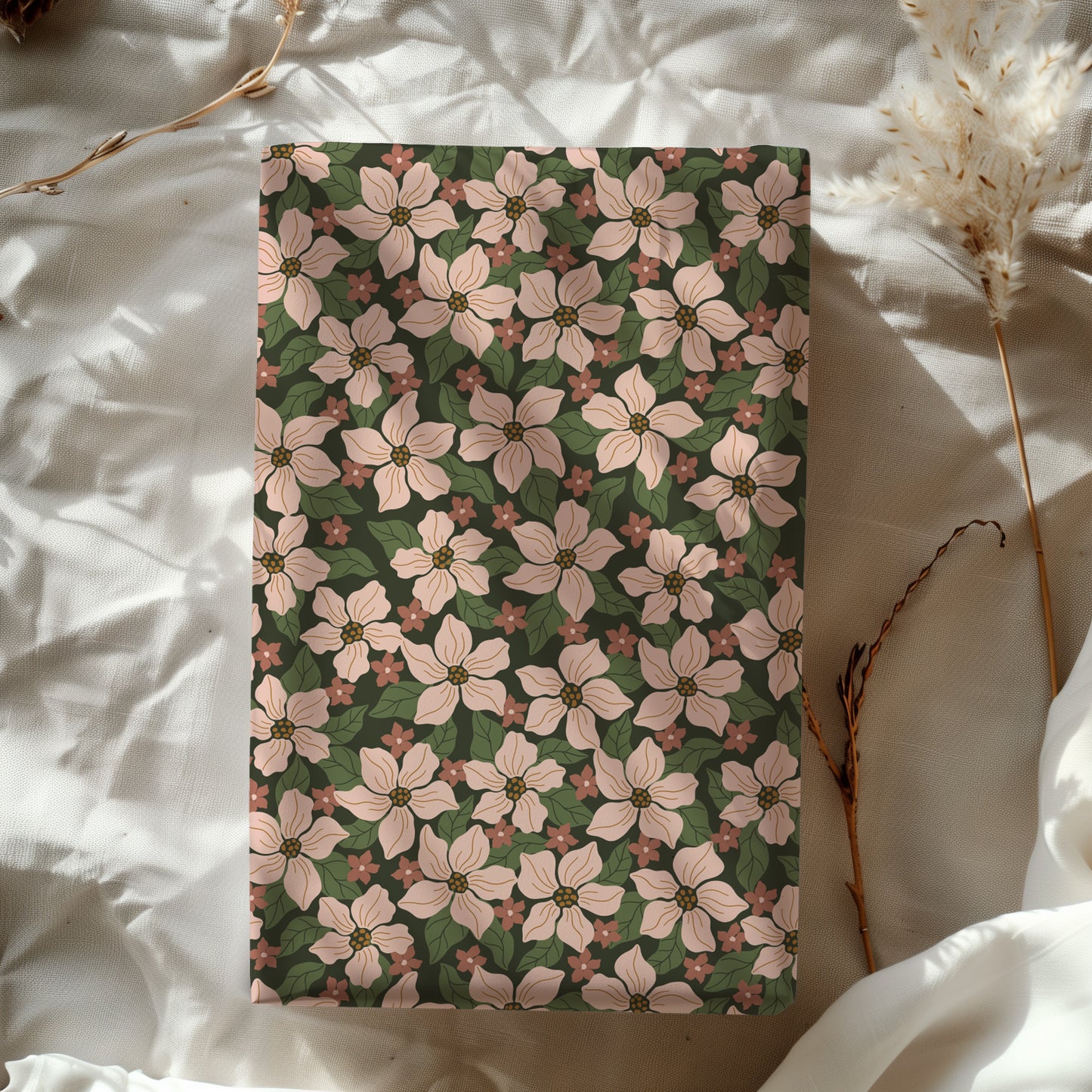 Pink, Red and Green Holiday Floral Gift Wrapping Paper Sheets