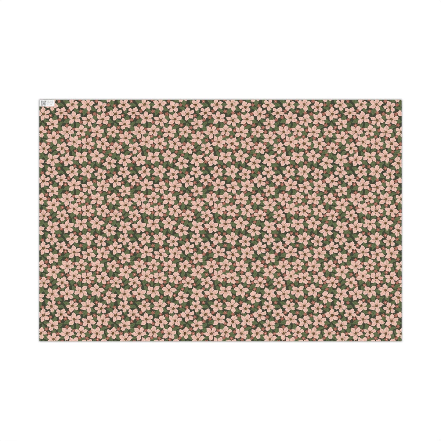 Pink, Red and Green Holiday Floral Gift Wrapping Paper Sheets