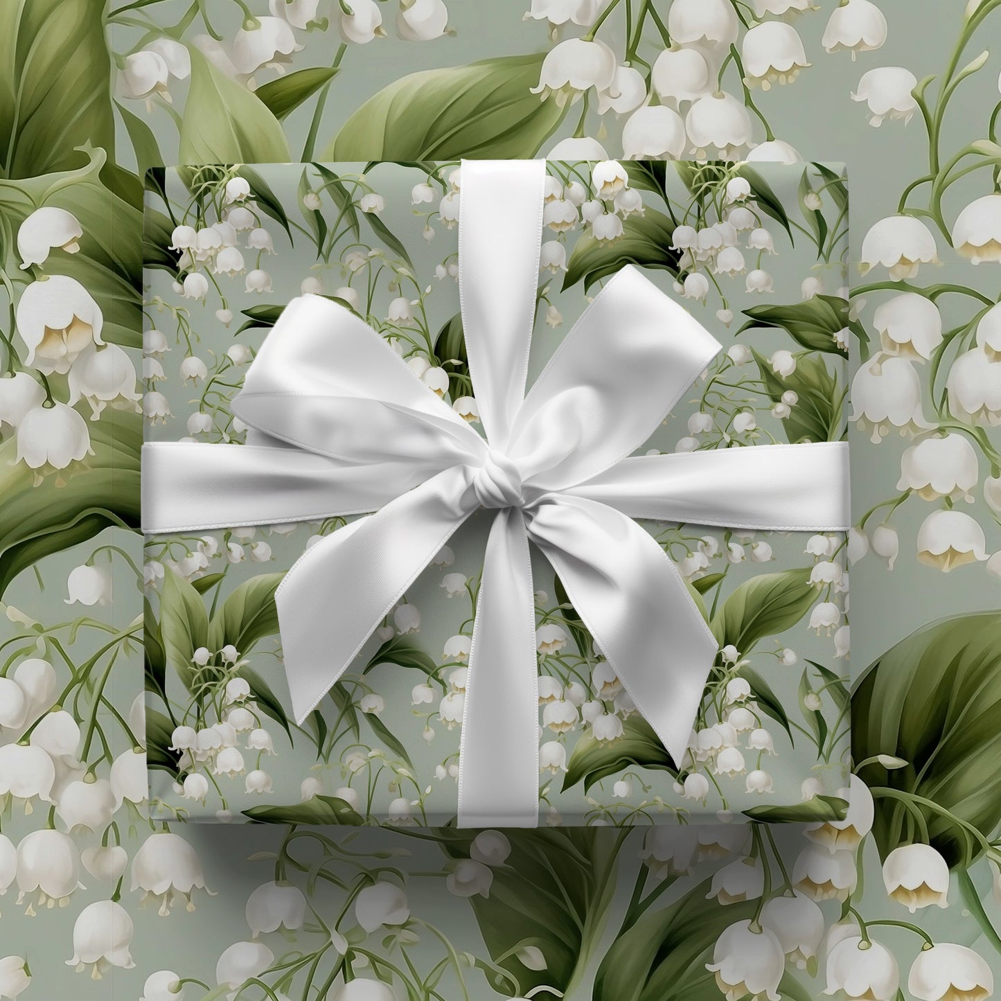 Lilly of the Valley Mint Floral Gift Wrapping Paper Sheets