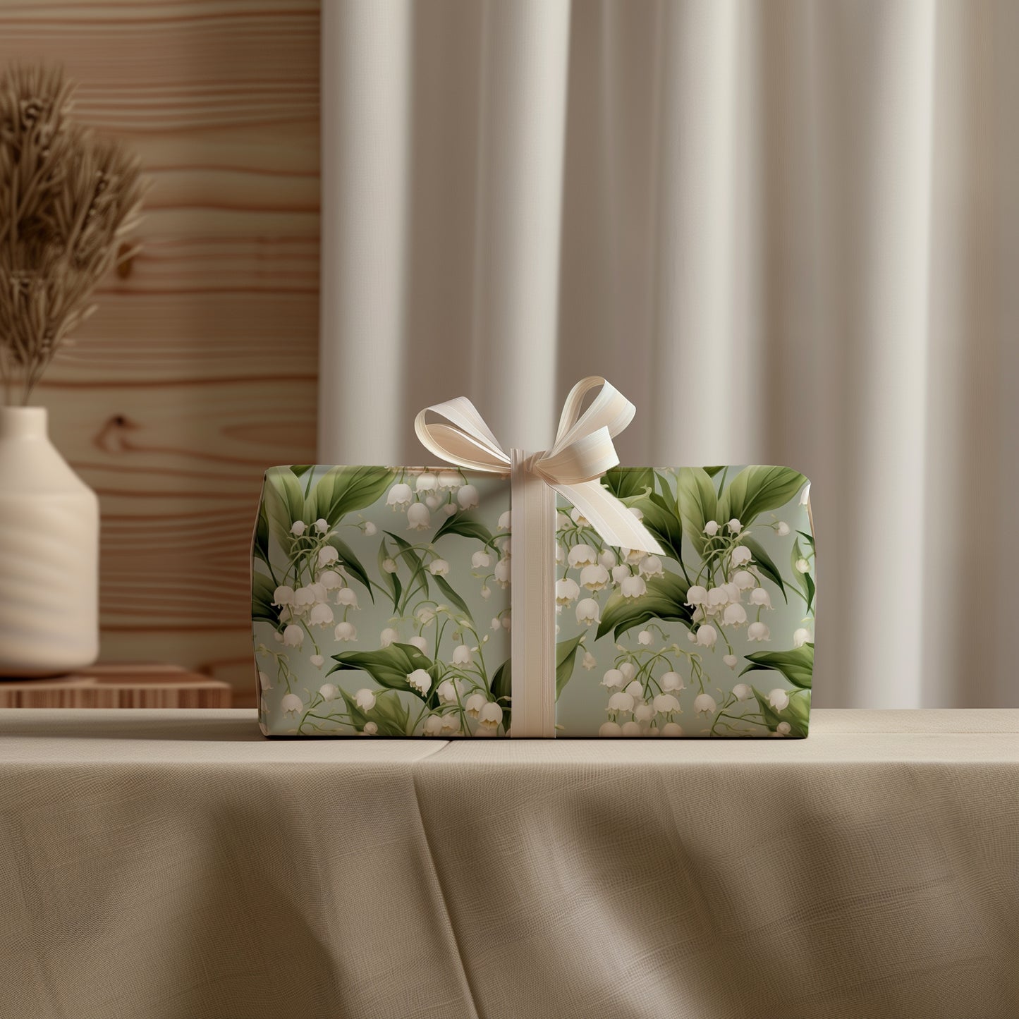 Lilly of the Valley Mint Floral Gift Wrapping Paper Sheets