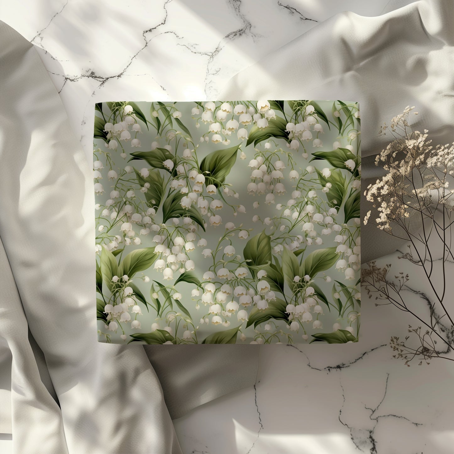 Lilly of the Valley Mint Floral Gift Wrapping Paper Sheets