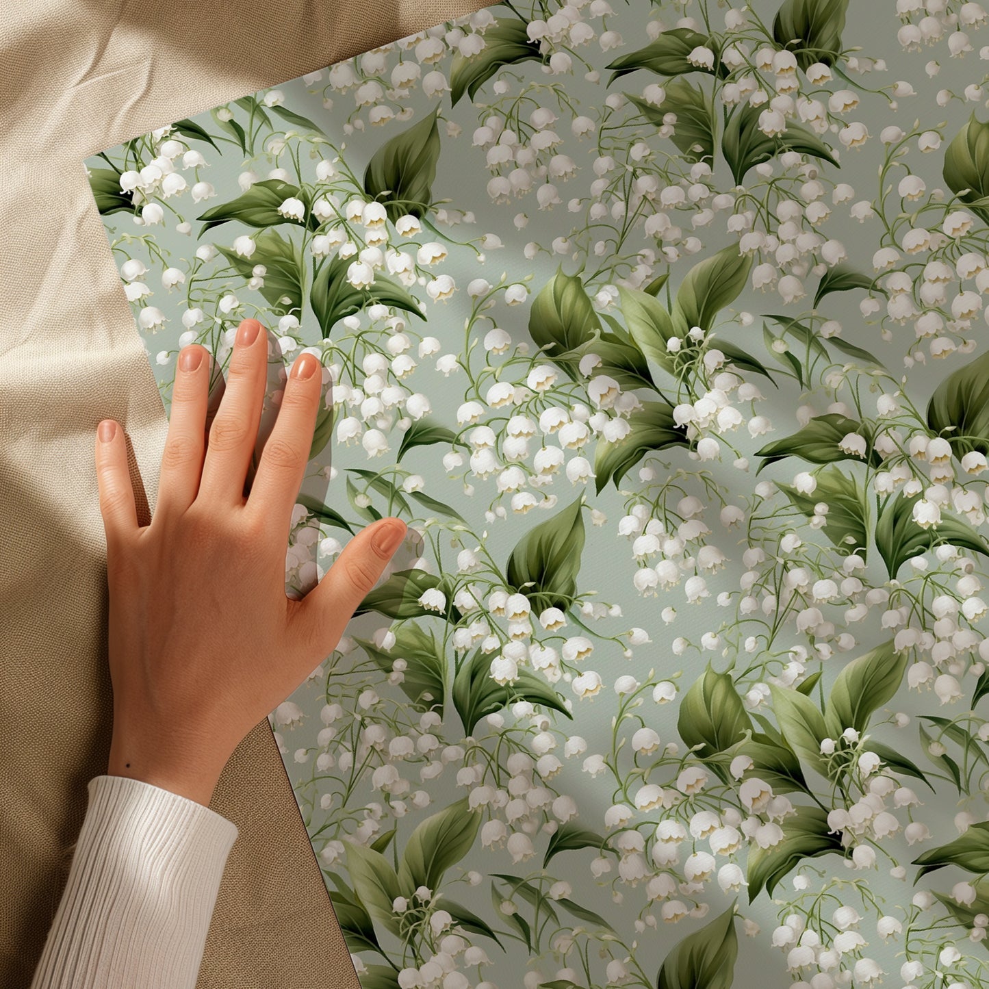 Lilly of the Valley Mint Floral Gift Wrapping Paper Sheets