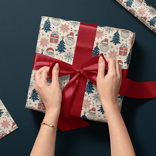 Vintage Santa, Gifts and Christmas Trees Gift Wrapping Paper Sheets