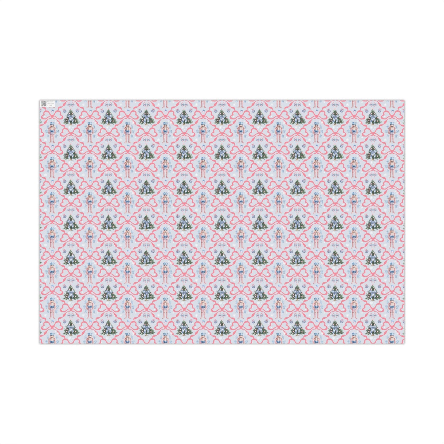 Whimsical Pink and Blue Pastel Coquette Nutcracker Holiday Gift Wrapping Paper Sheets