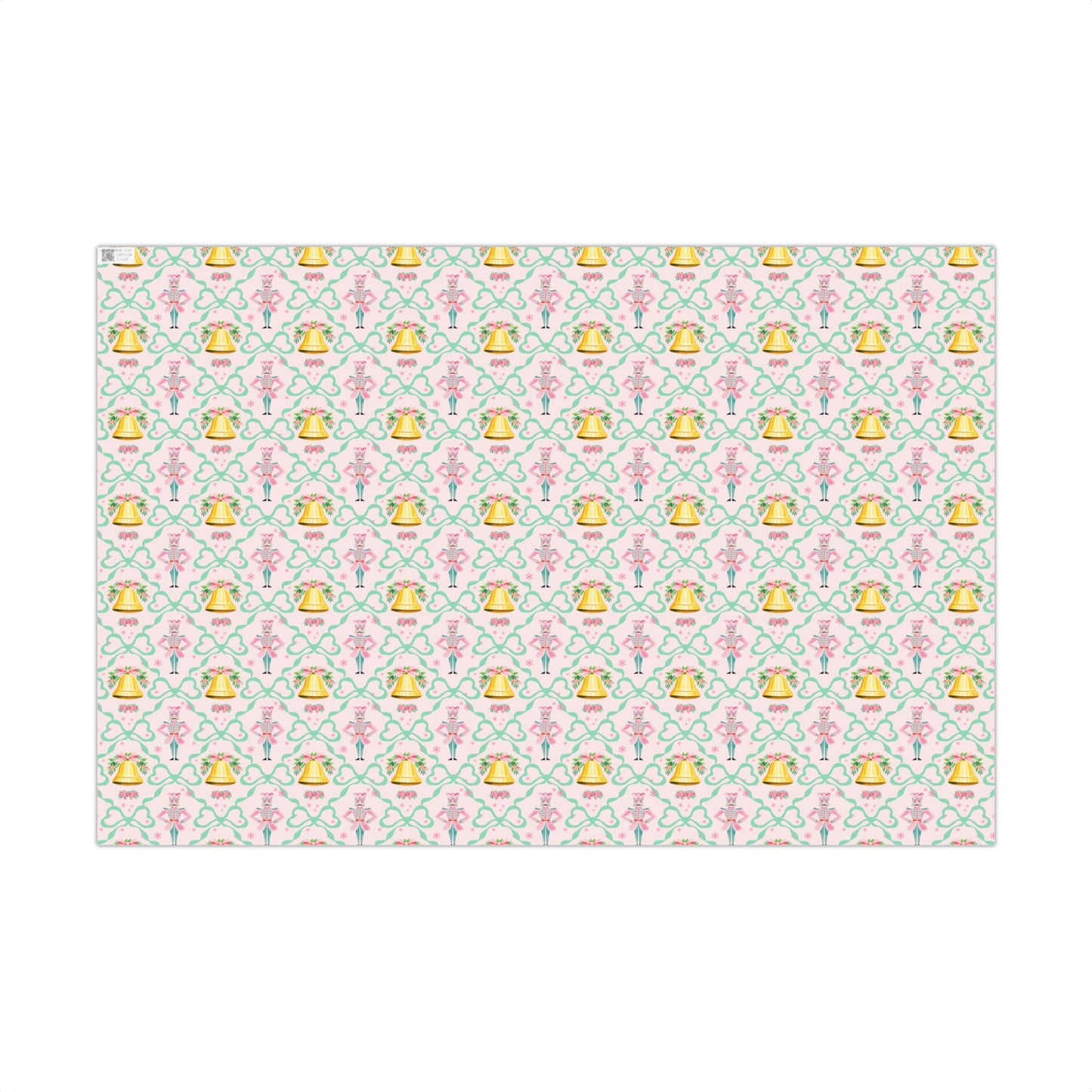 Whimsical Pastel Pink, Green and Gold Coquette Nutcracker Gift Wrapping Paper Sheets