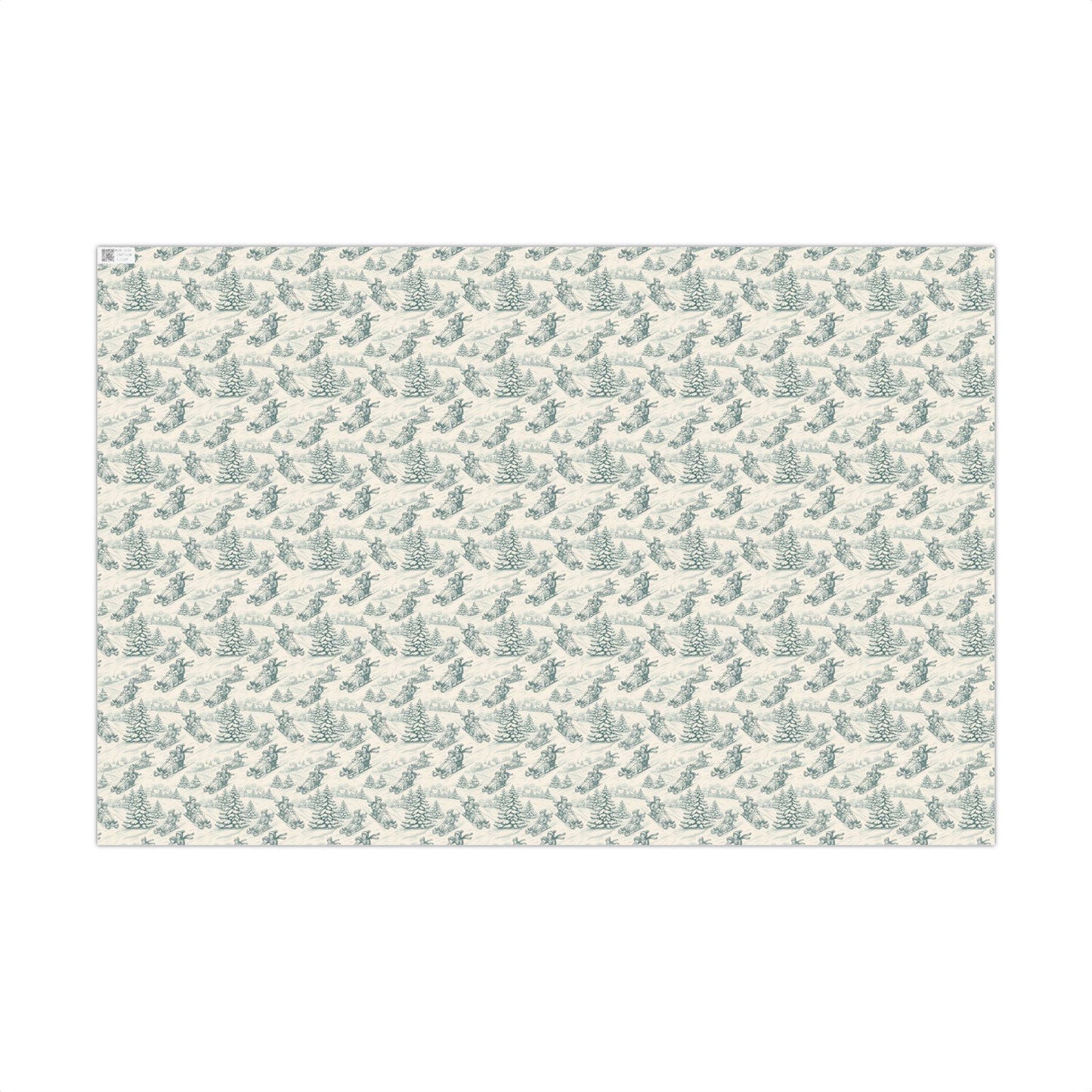 Sledding Toile De Jouy Blue Winter Holiday Gift Wrapping Paper Sheets