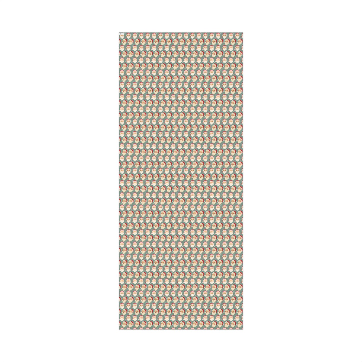 Retro Vintage Santa Face on Green Print Christmas Gift Wrapping Paper Sheets