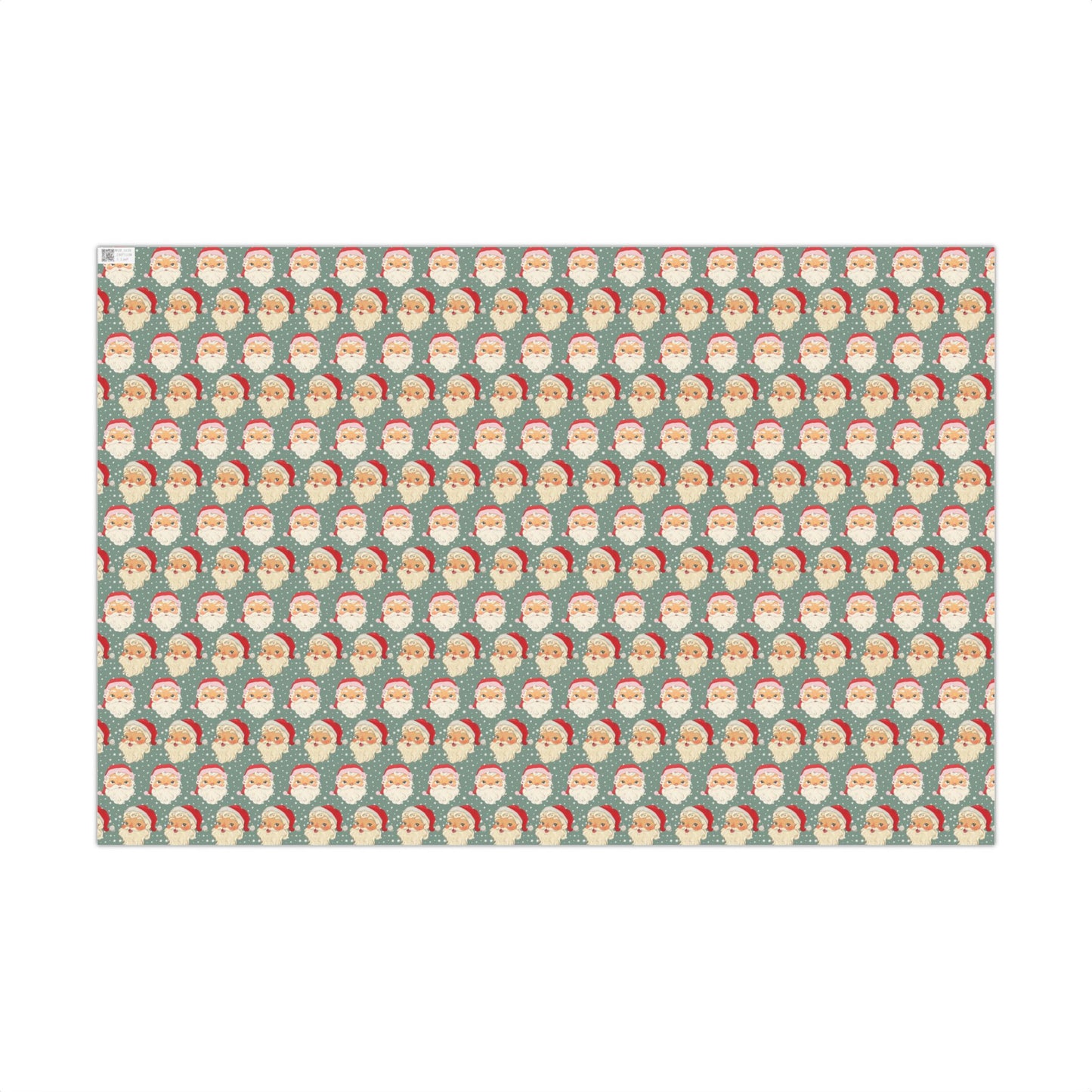 Retro Vintage Santa Face on Green Print Christmas Gift Wrapping Paper Sheets