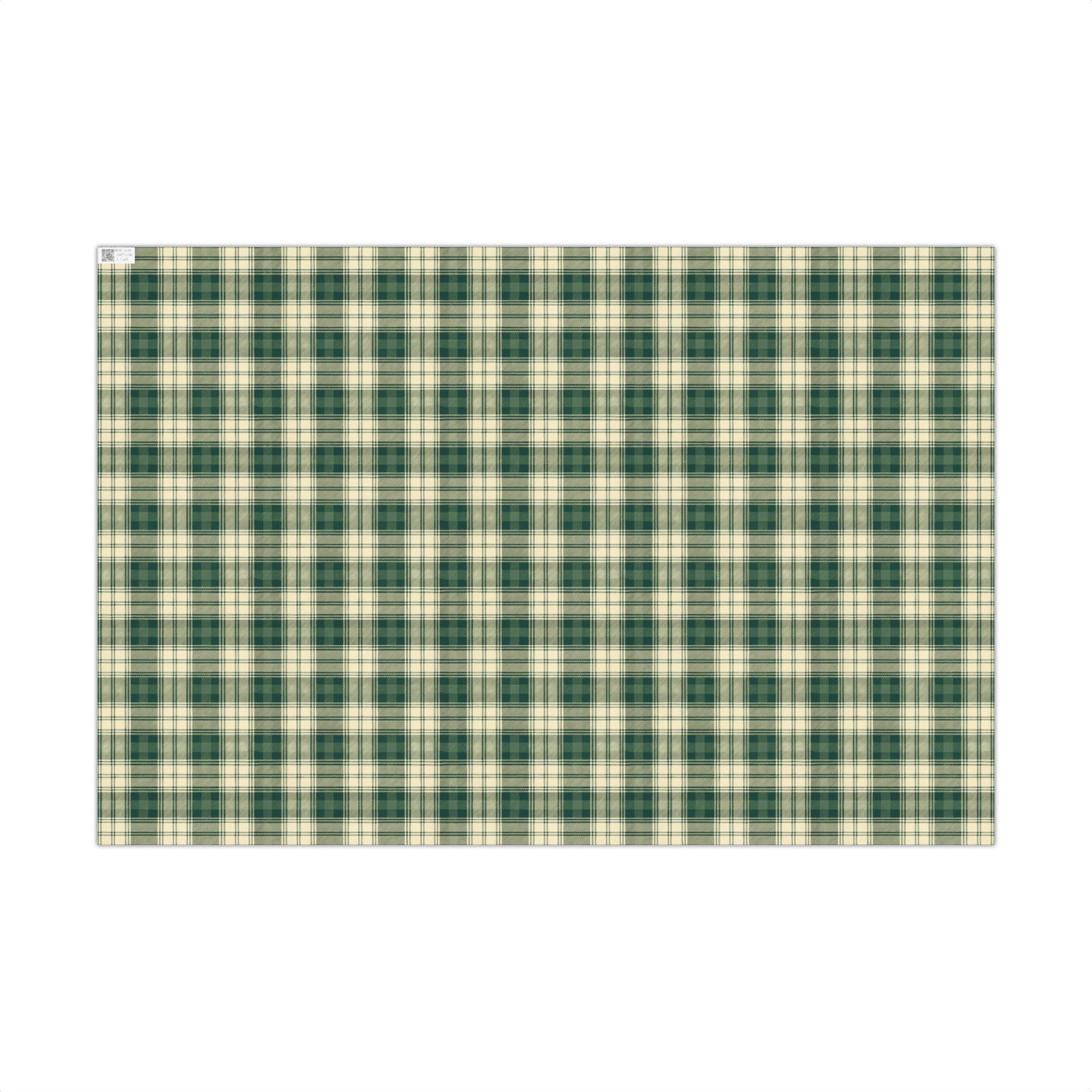 Green and Cream Plaid Holiday Gift Wrapping Paper Sheets