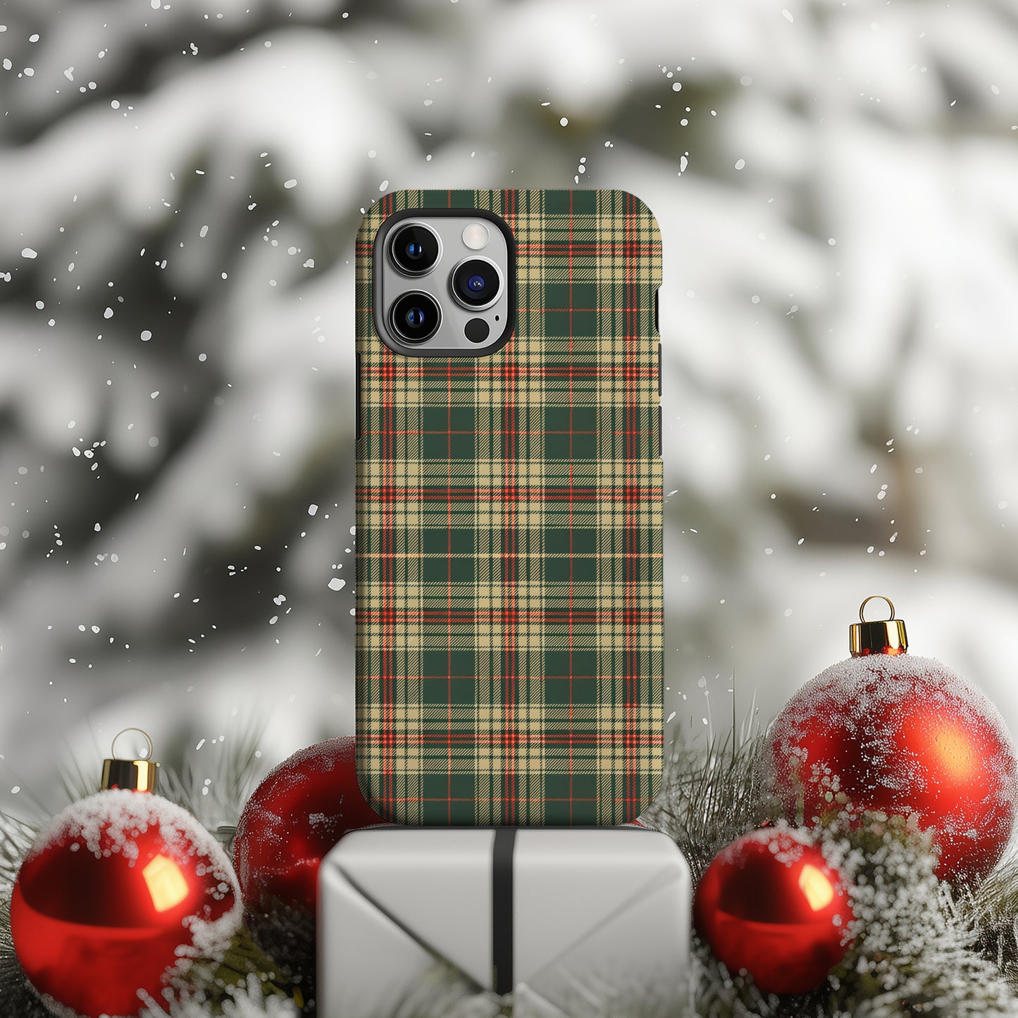 Traditional Red, Green and Gold Plaid Tough Phone Case