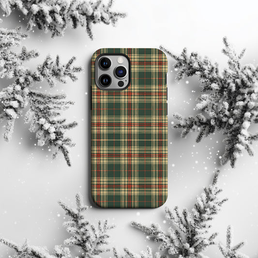 Traditional Red, Green and Gold Plaid Tough Phone Case