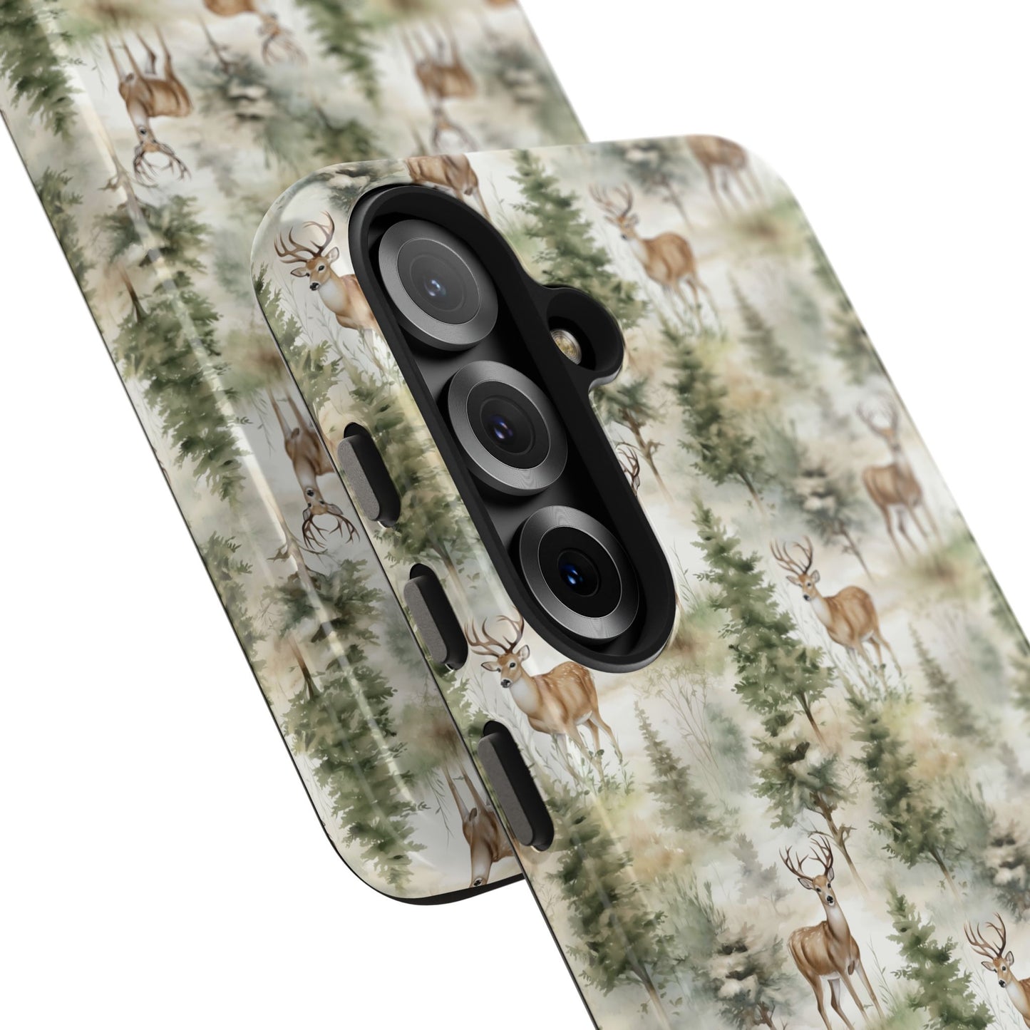 Deer and Fir Tree Scene Rustic Tough Phone Case