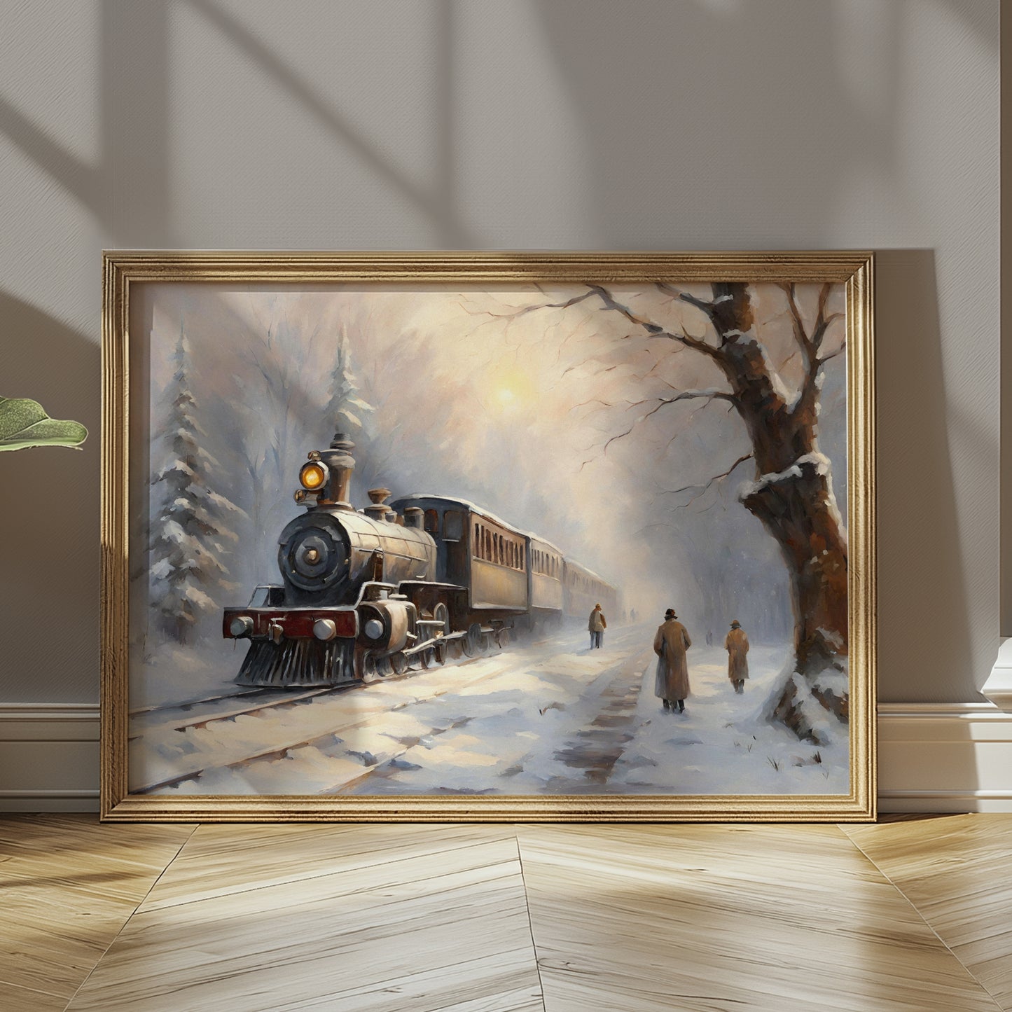 Snowy Winter Whimsical and Cozy Train Scene Matte Horizontal Poster Art Print