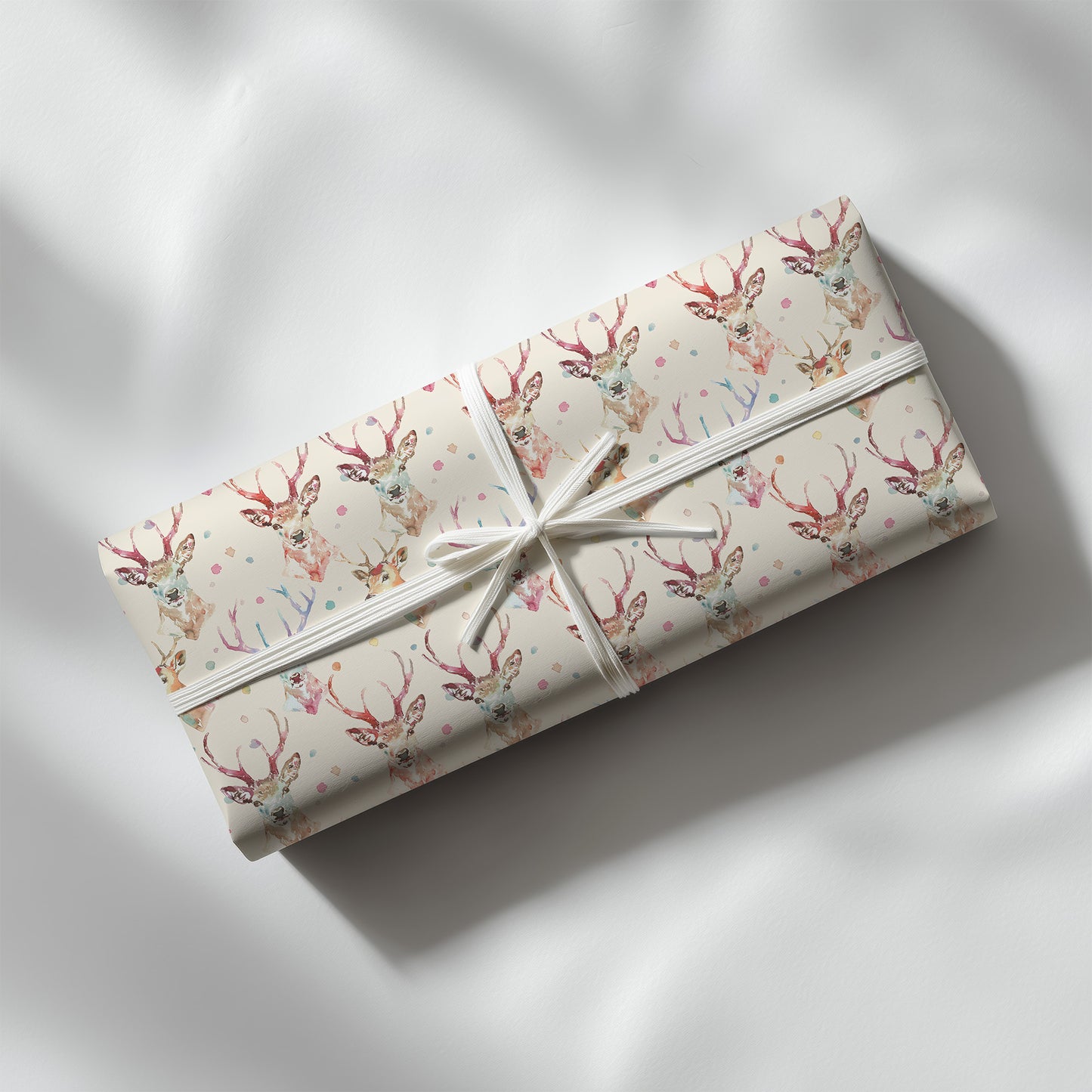 Whimsical Colorful Watercolor Reindeer Gift Wrapping Paper Sheets