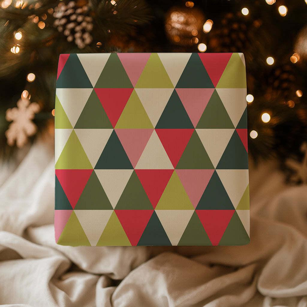 Retro Christmas Geometric Print Gift Wrapping Paper Sheets