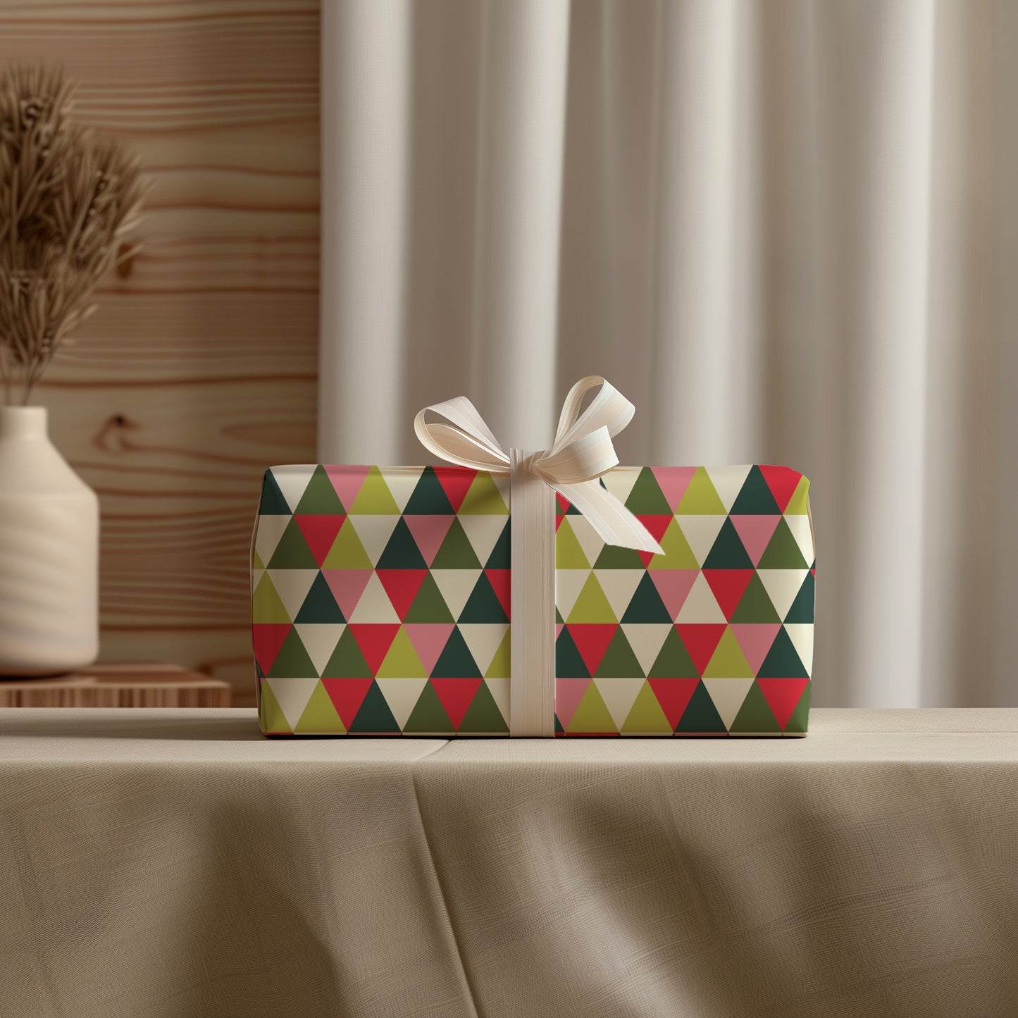 Retro Christmas Geometric Print Gift Wrapping Paper Sheets
