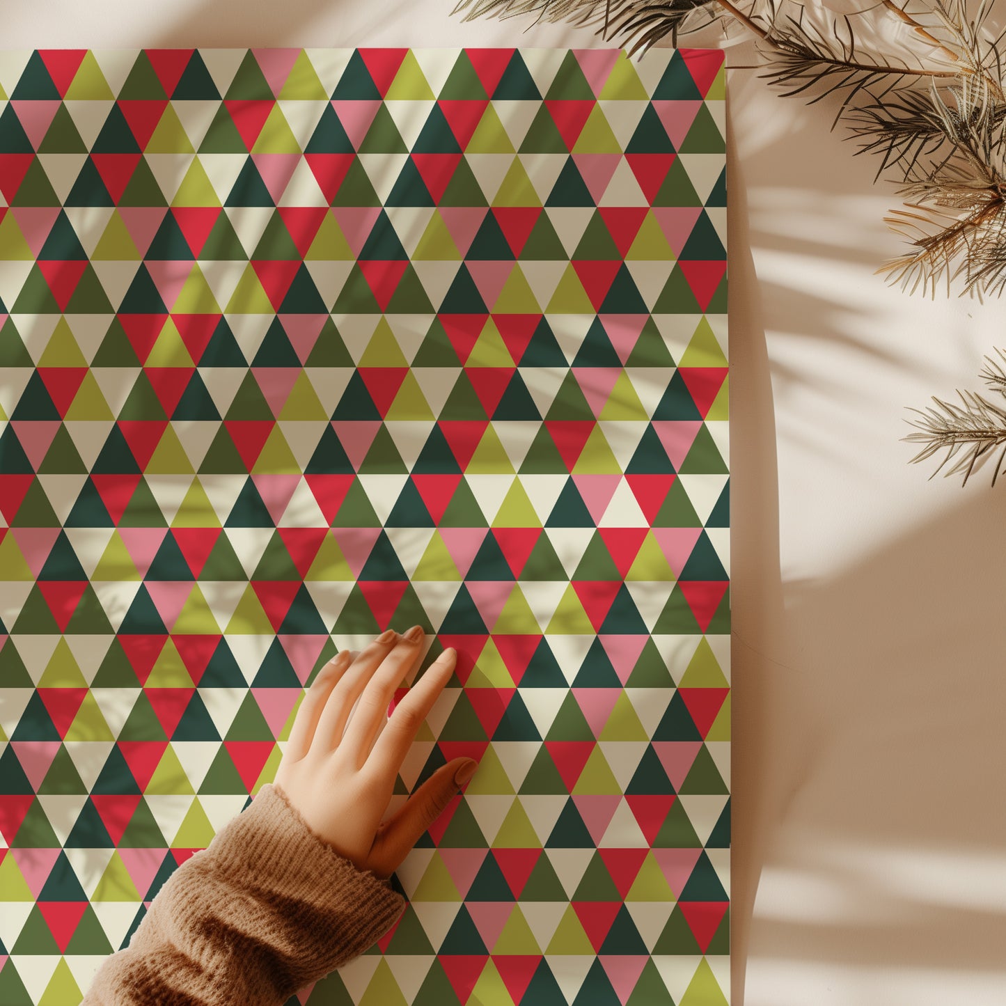 Retro Christmas Geometric Print Gift Wrapping Paper Sheets