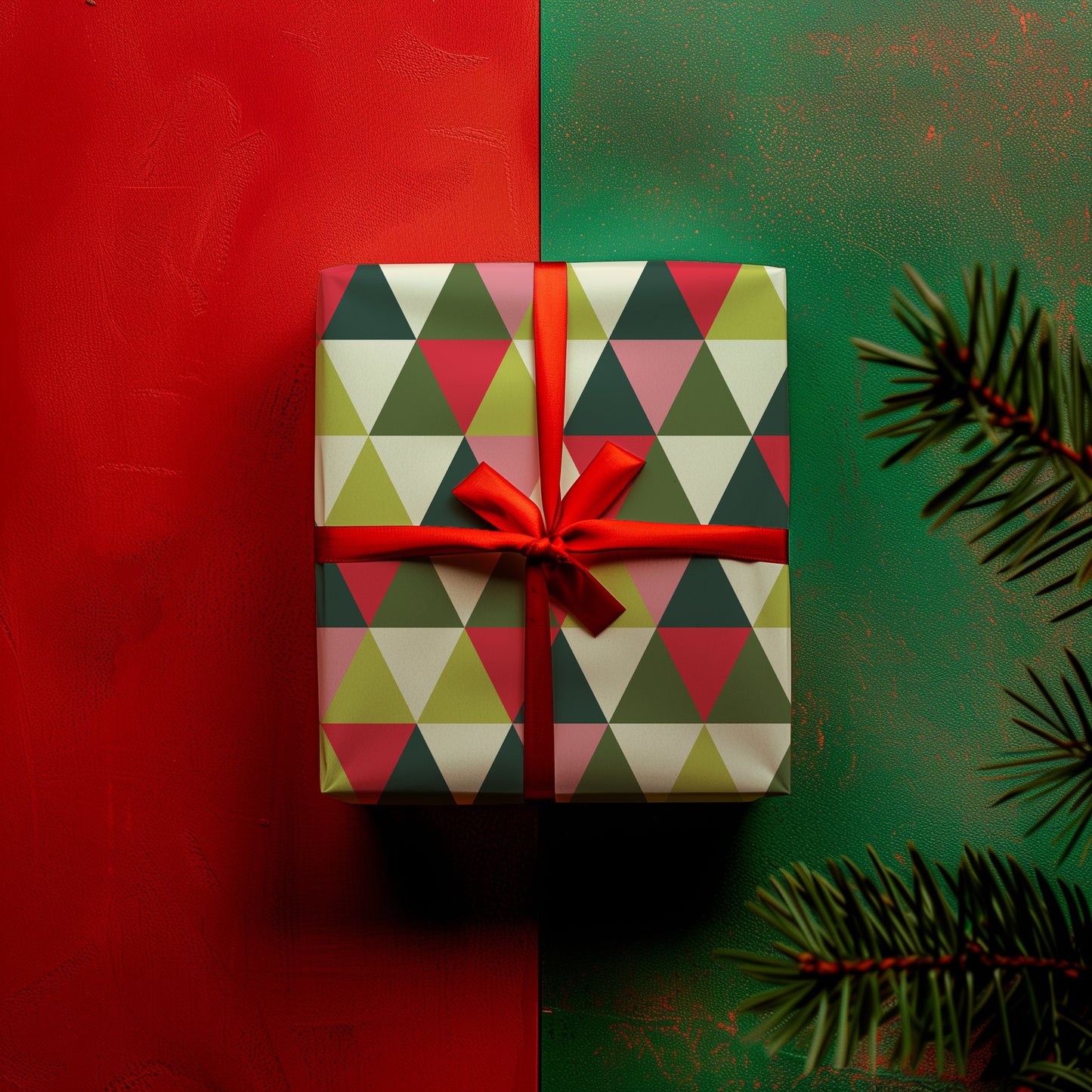 Retro Christmas Geometric Print Gift Wrapping Paper Sheets