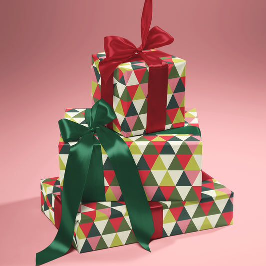 Retro Christmas Geometric Print Gift Wrapping Paper Sheets