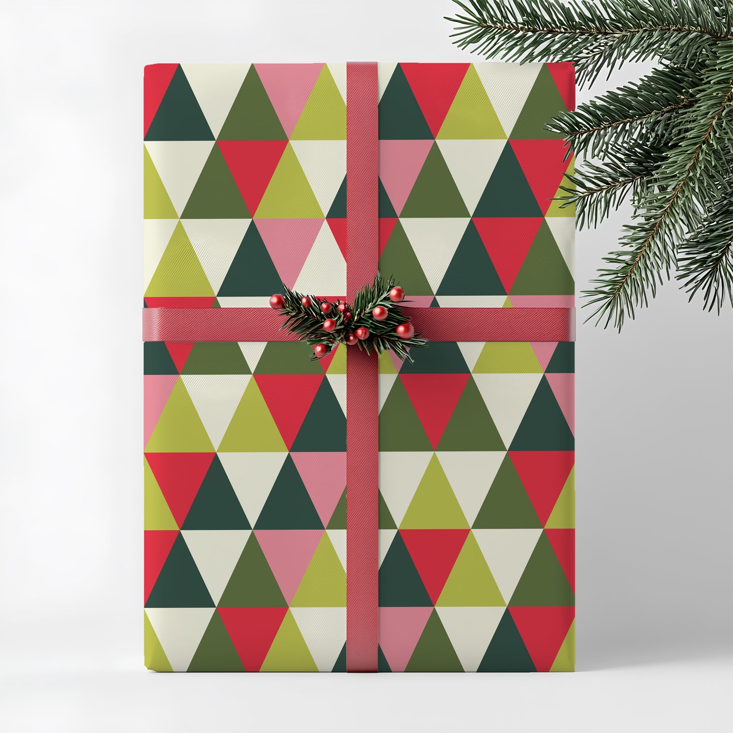Retro Christmas Geometric Print Gift Wrapping Paper Sheets
