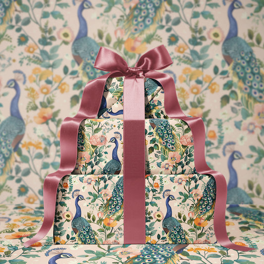 Peacock Colorful Floral Print Gift Wrapping Paper Sheets