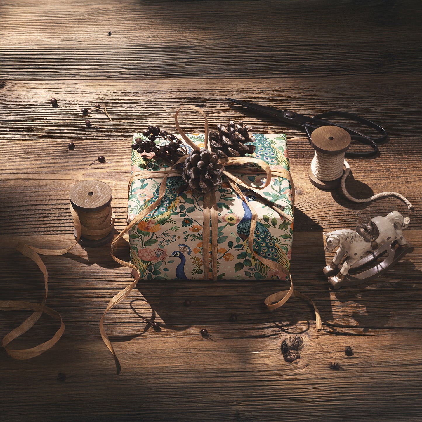 Peacock Colorful Floral Print Gift Wrapping Paper Sheets