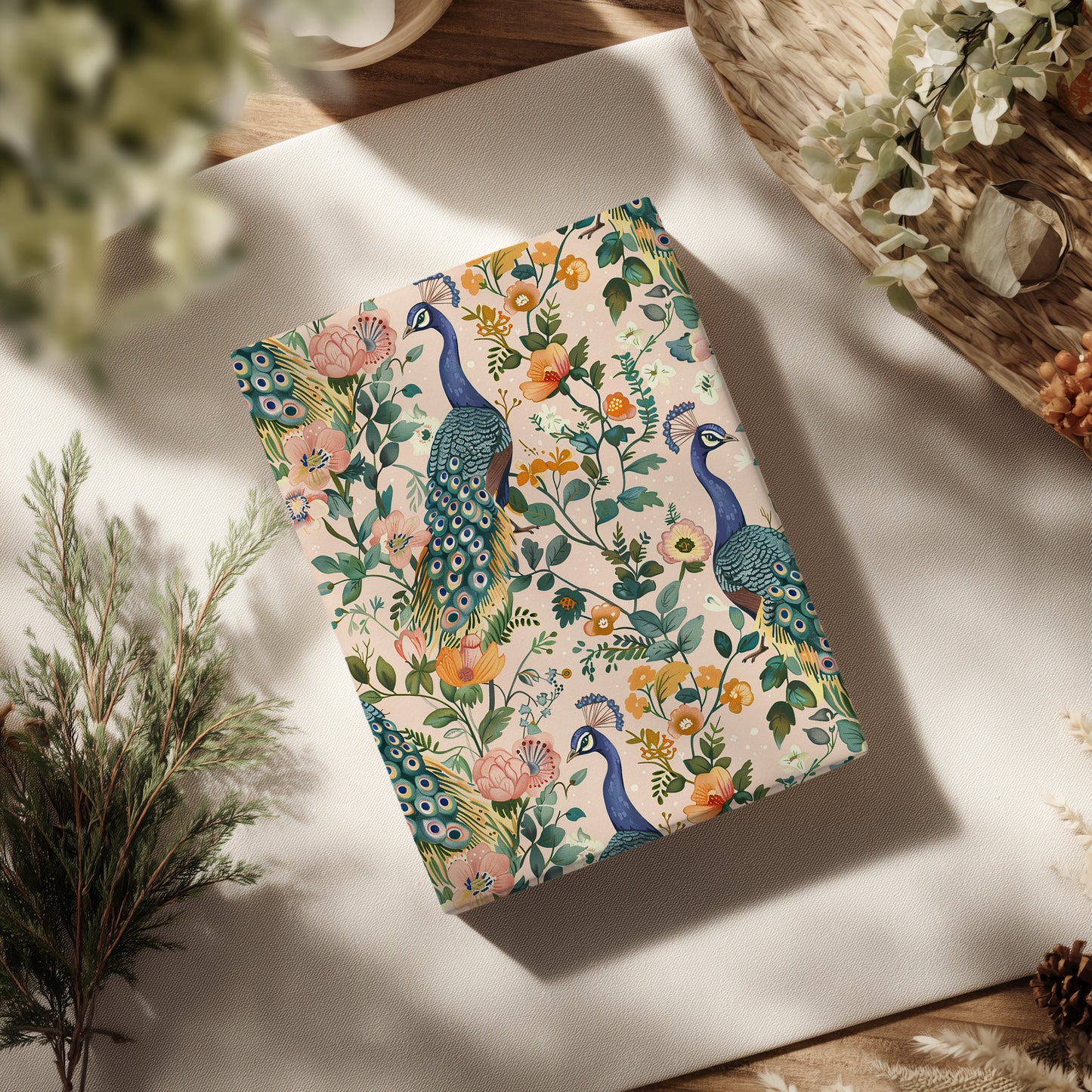 Peacock Colorful Floral Print Gift Wrapping Paper Sheets