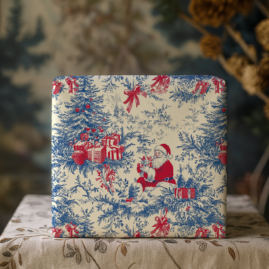 Santa with Tree and Gifts Toile de Jouy Gift Wrapping Paper Sheets