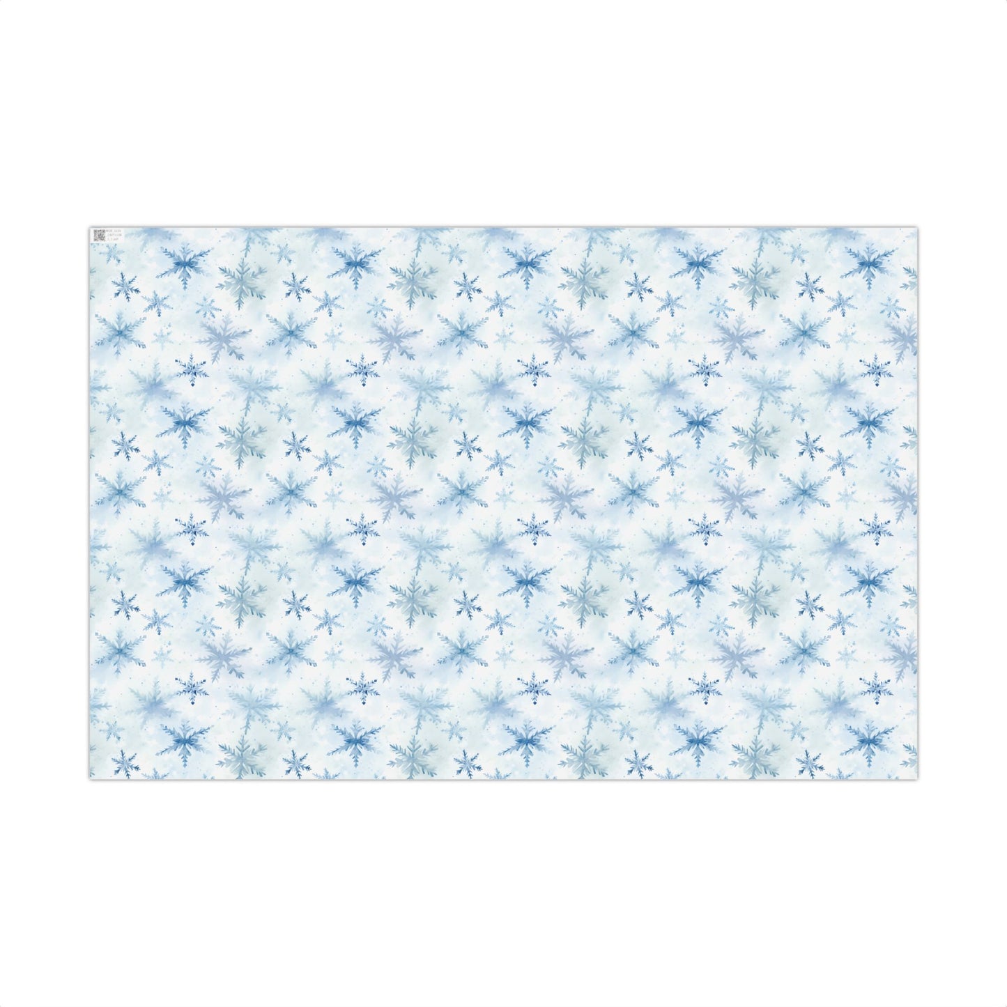 Whimsical Watercolor Blue Snowflakes Gift Wrapping Paper Sheets