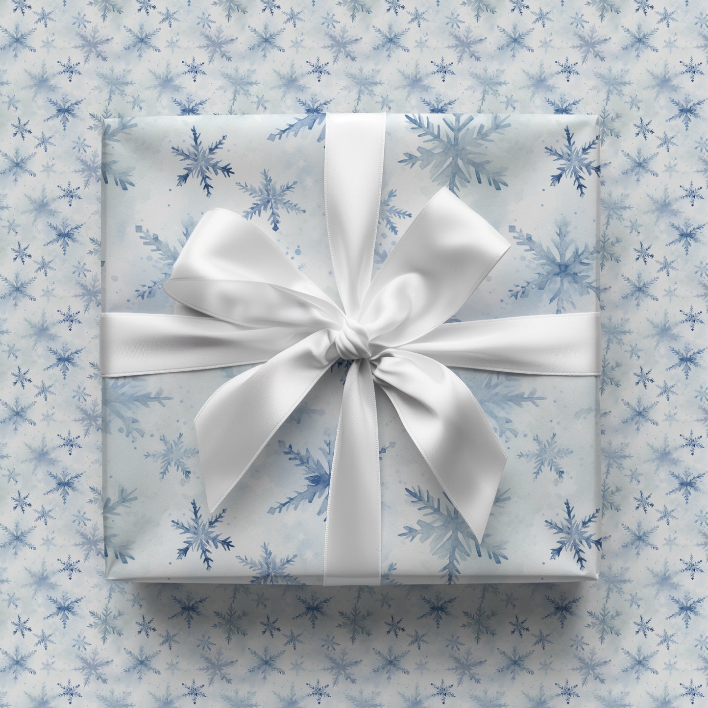Whimsical Watercolor Blue Snowflakes Gift Wrapping Paper Sheets