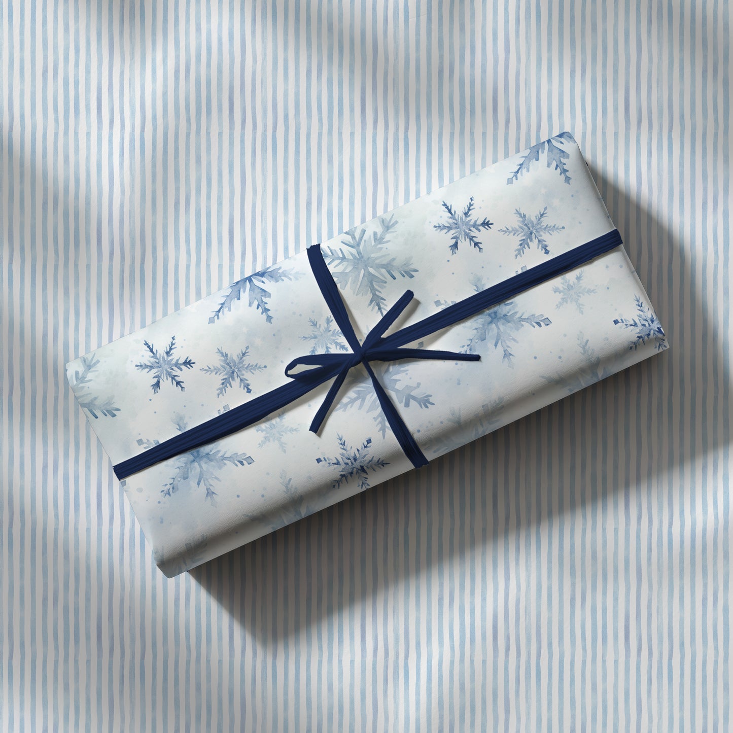 Whimsical Watercolor Blue Snowflakes Gift Wrapping Paper Sheets