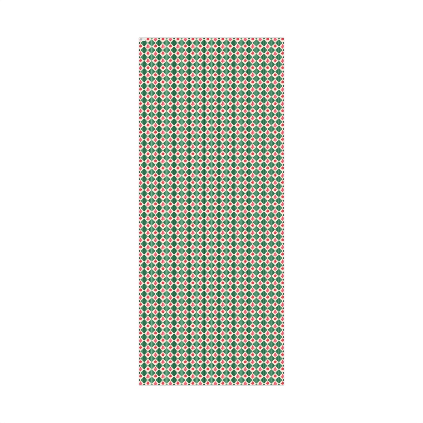 Retro Whimsical Red, Green and Pink Coquette Christmas Gift Wrapping Paper Sheets