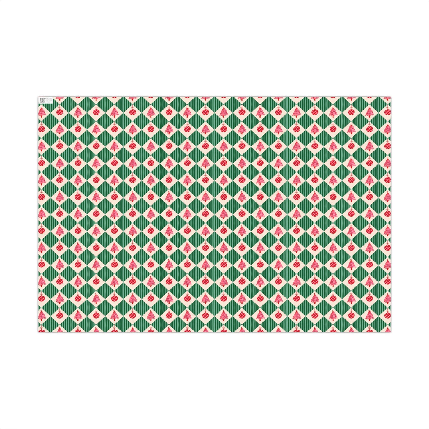 Retro Whimsical Red, Green and Pink Coquette Christmas Gift Wrapping Paper Sheets