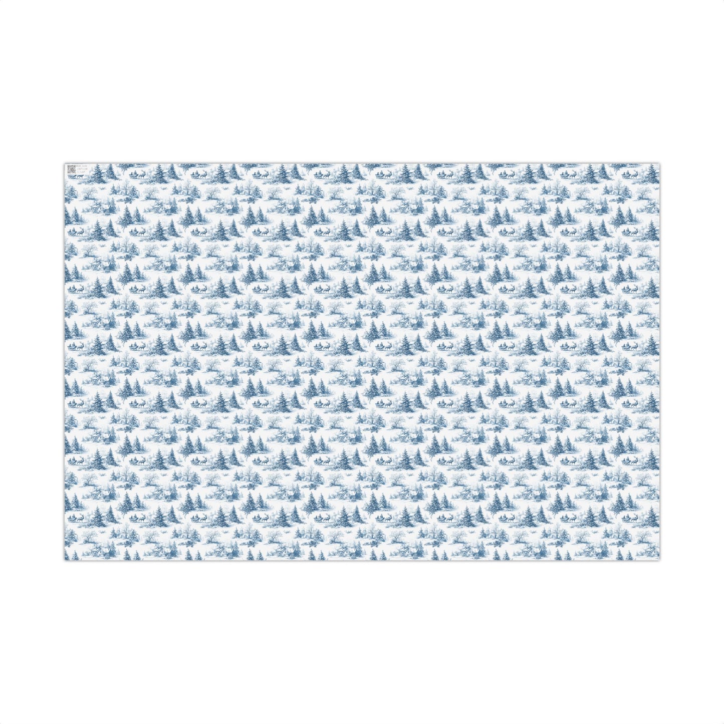 Winter Woodland Blue Holiday Toile Gift Wrapping Paper Sheets