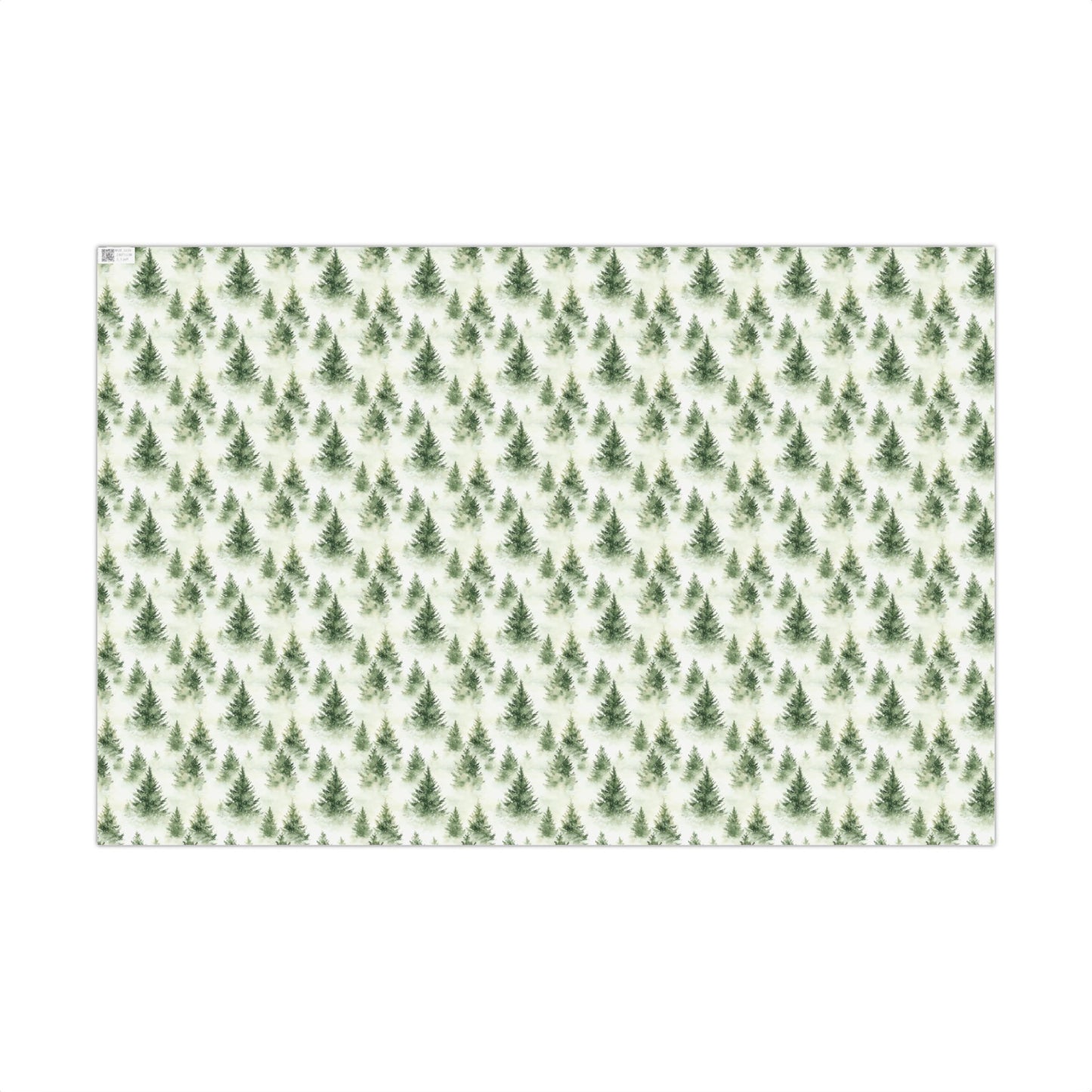 Watercolor Snowy Green Fir Tree Winter Gift Wrapping Paper Sheets