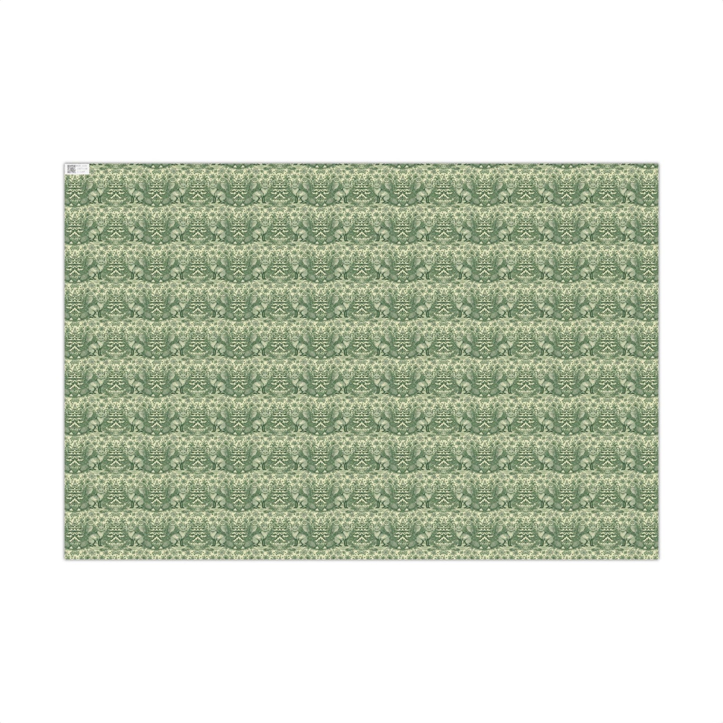 Fox and Owl Green Woodland Toile Holiday Gift Wrapping Paper Sheets