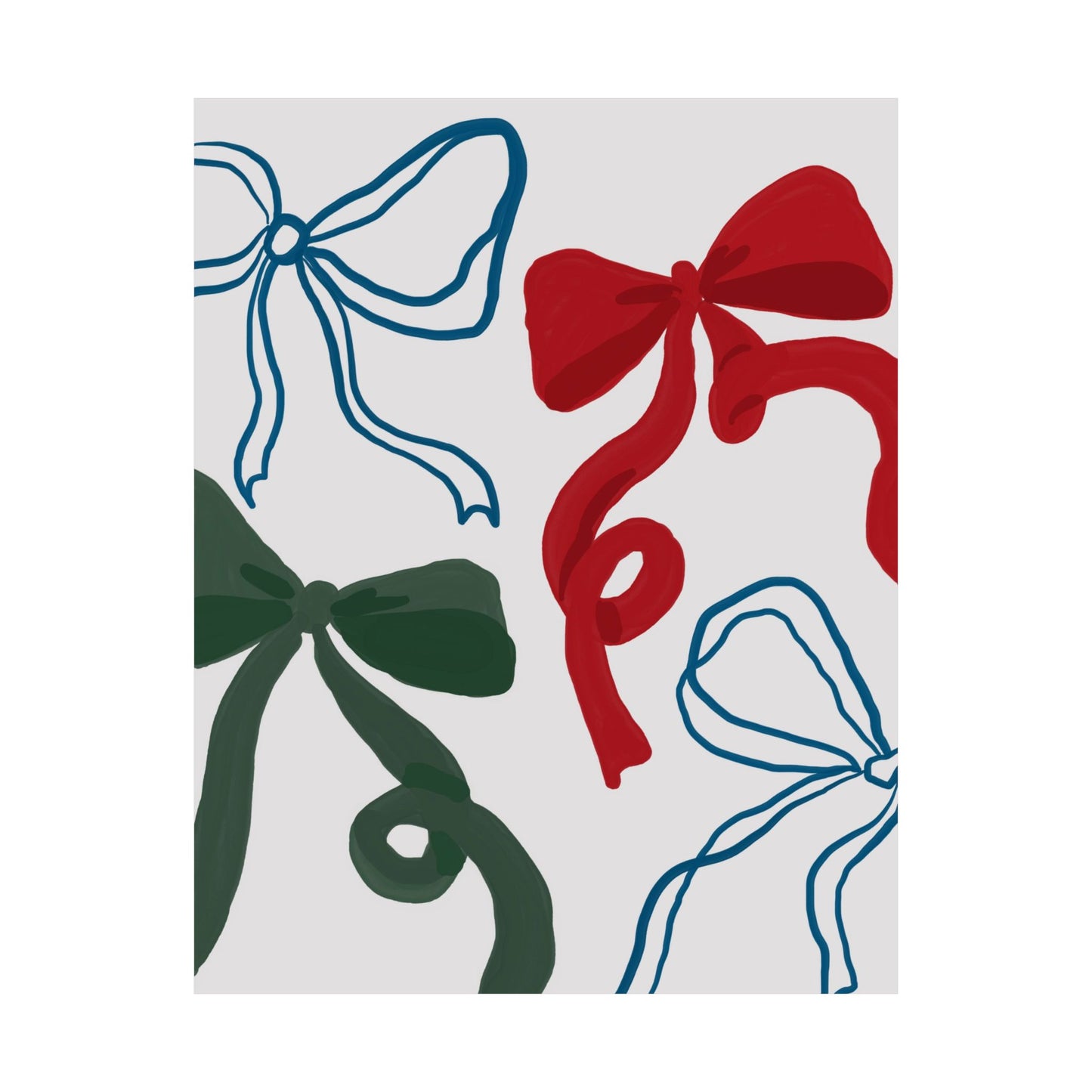 Festive Coquette Christmas Bows Matte Vertical Poster Art Print