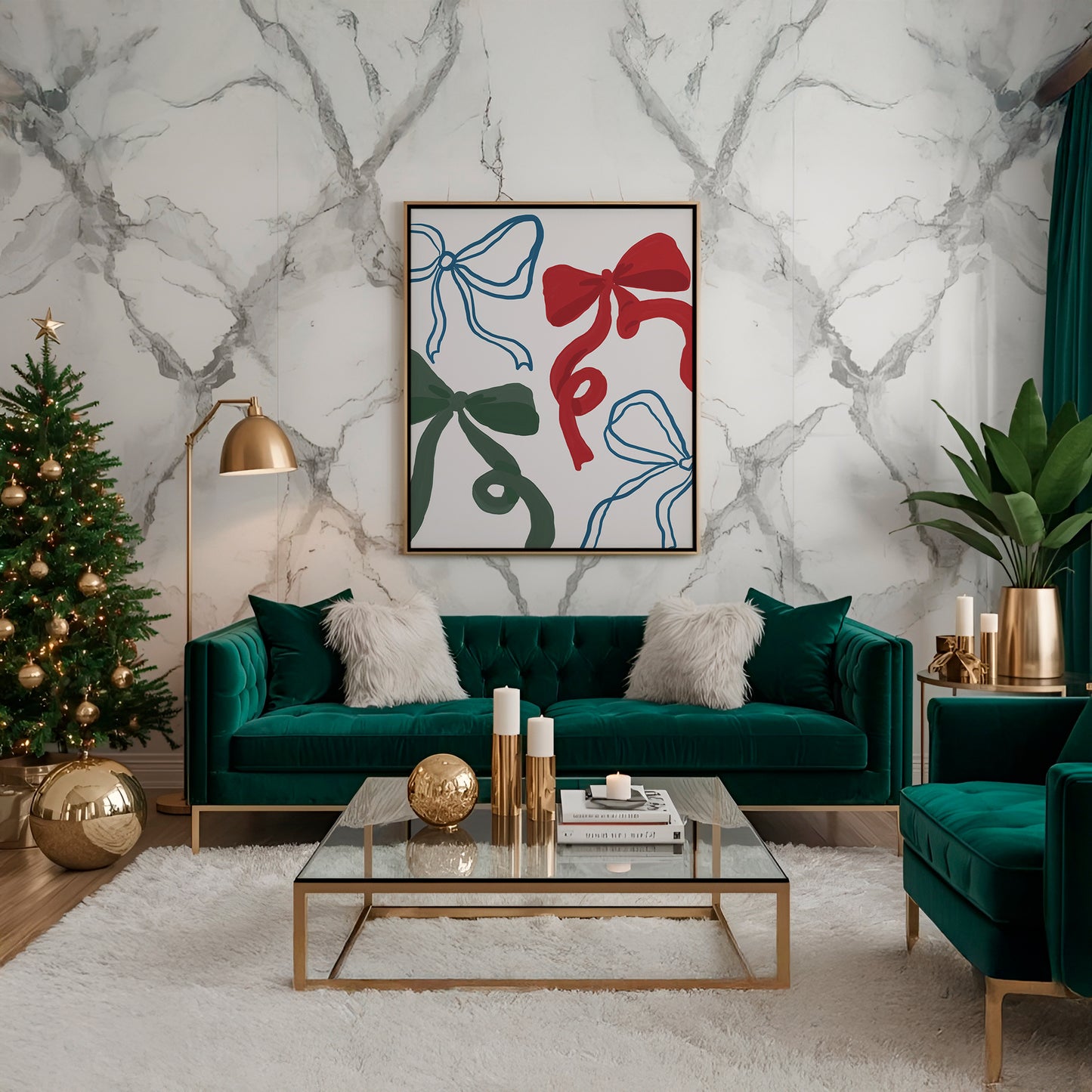 Festive Coquette Christmas Bows Matte Vertical Poster Art Print