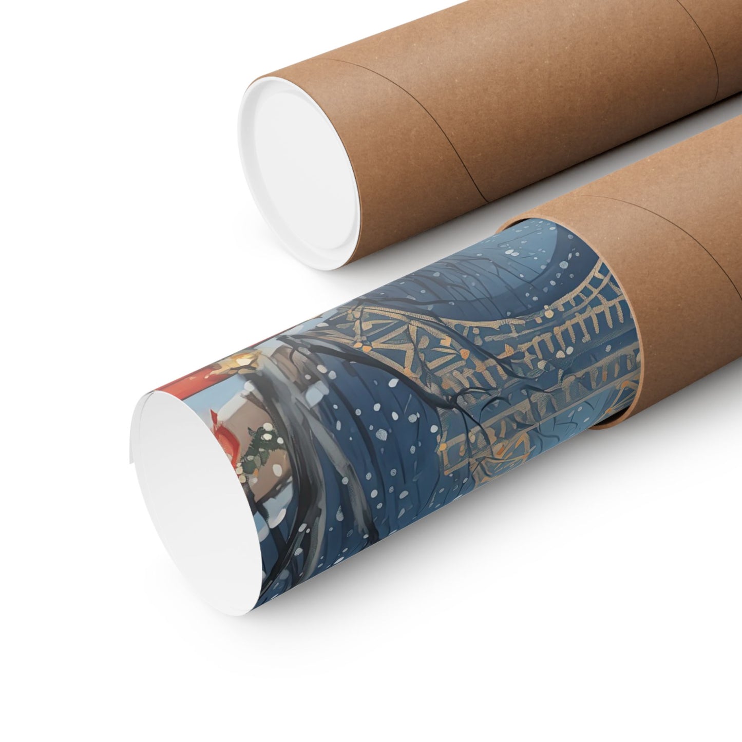 Parisian Winter Market with Eiffel Tower Matte Vertical Poster Art Print