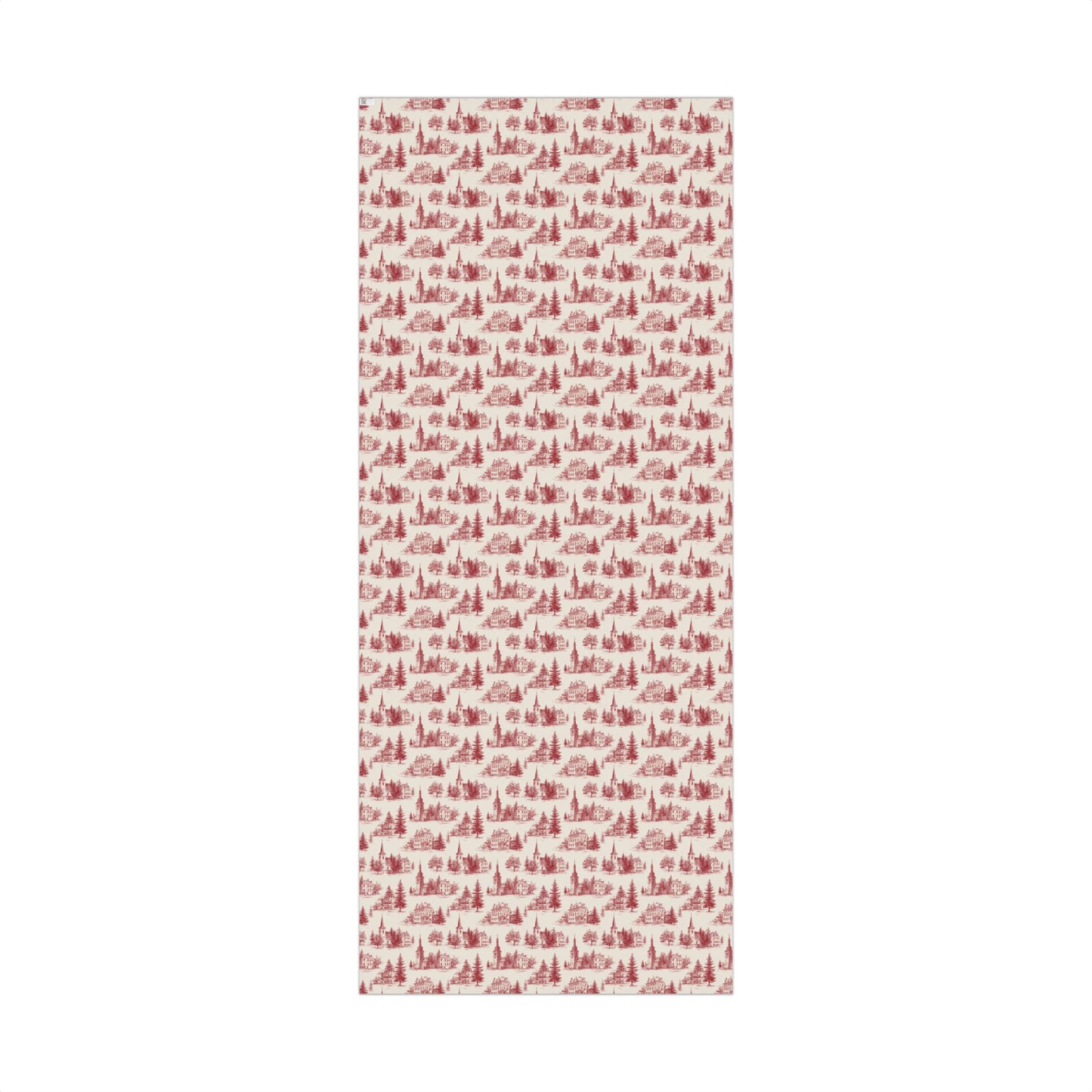 Church Steeple Red Toile Fir Tree Gift Wrapping Paper Sheets