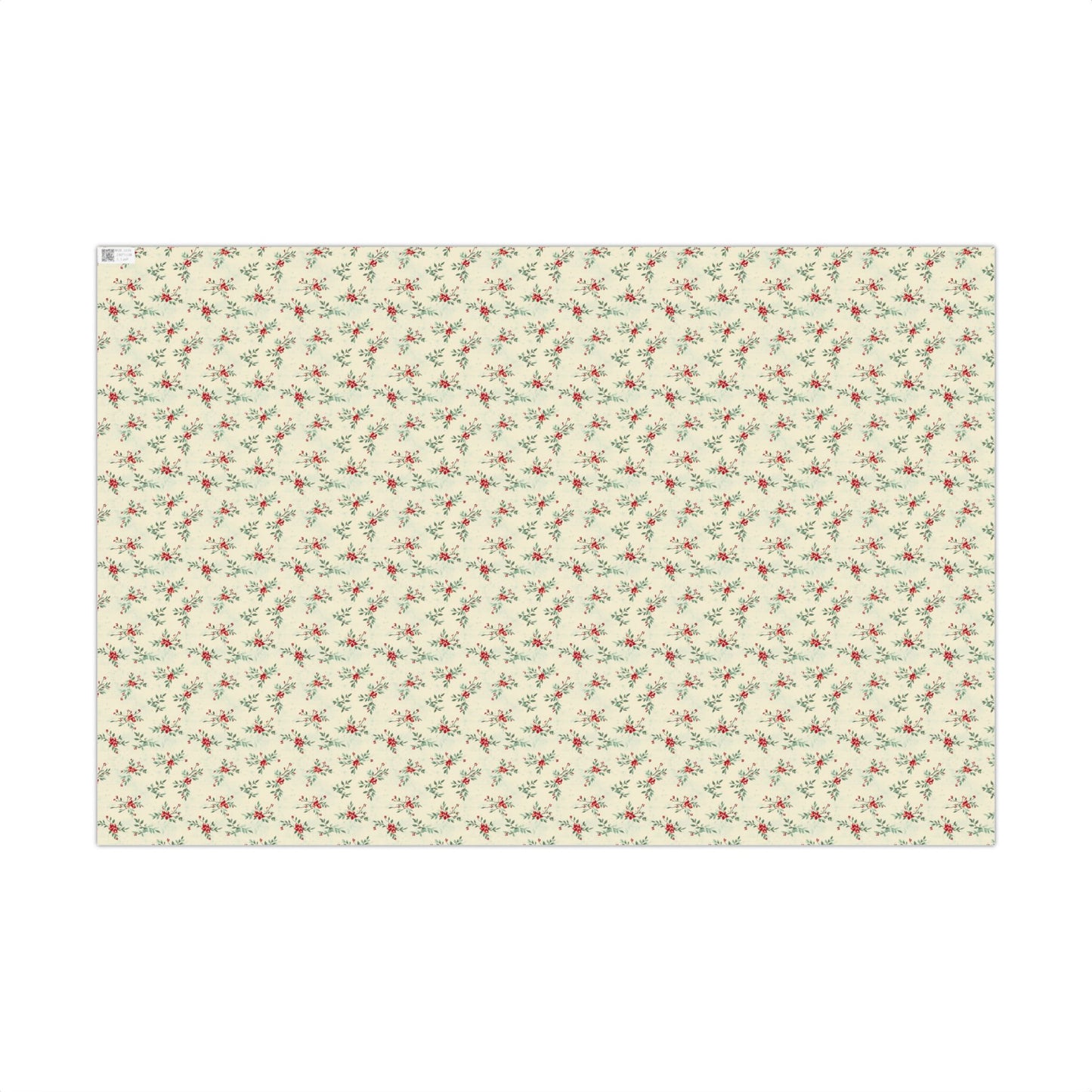Red and Green Dainty Christmas Floral Gift Wrapping Paper Sheets