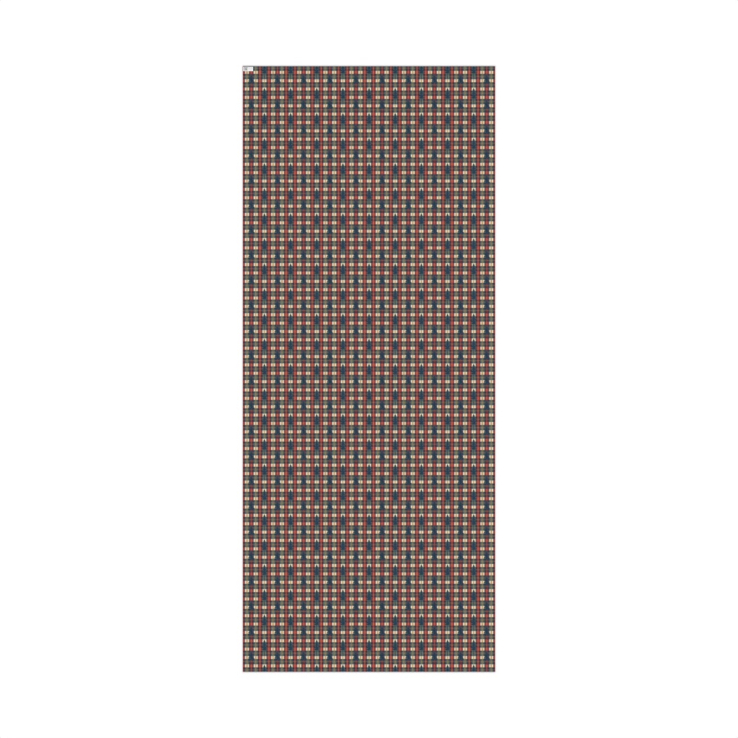 Cozy Rustic Plaid with Navy Fir Tree Gift Wrapping Paper Sheets