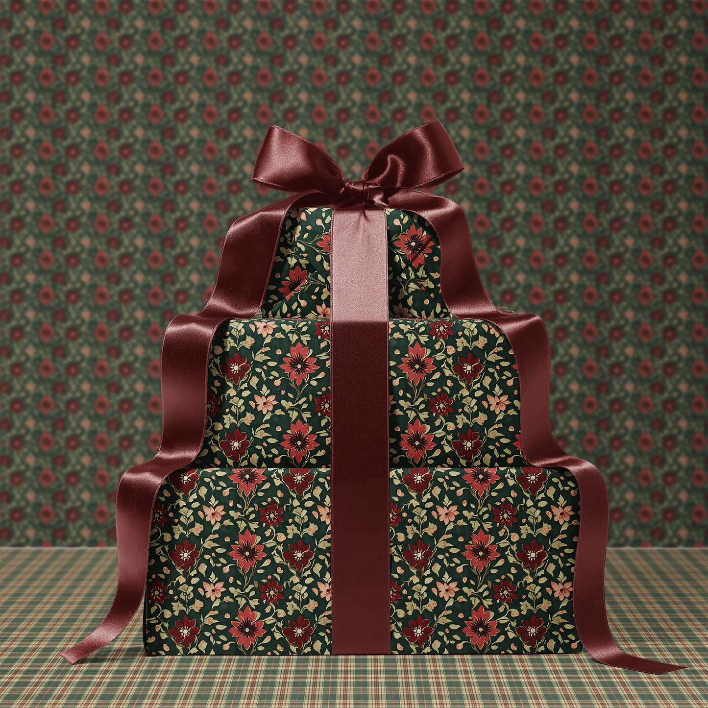 Moody Victorian Christmas Floral Gift Wrapping Paper Sheets