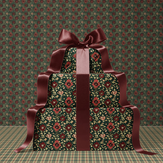 Moody Victorian Christmas Floral Gift Wrapping Paper Sheets