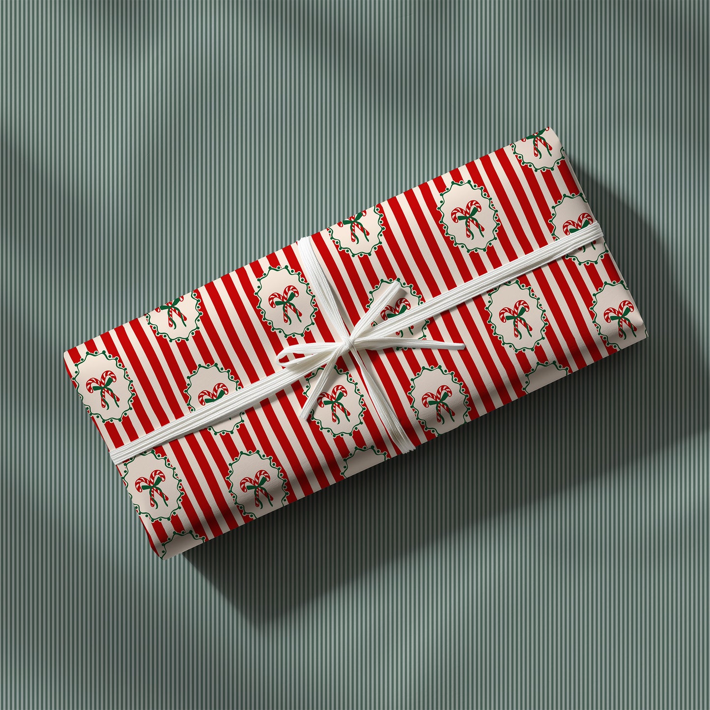 Retro Coquette Candy Cane Christmas Gift Wrapping Paper Sheets