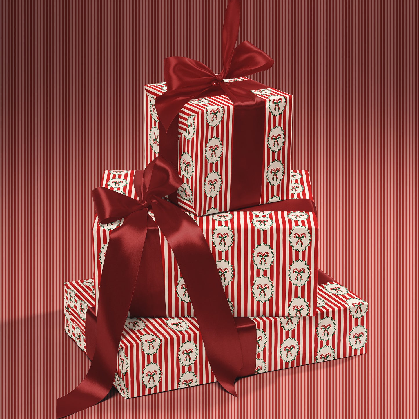 Retro Coquette Candy Cane Christmas Gift Wrapping Paper Sheets